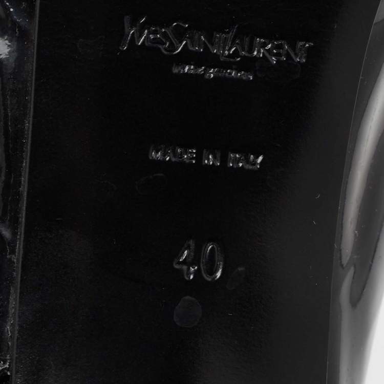 Pre Owned Yves Saint Laurent Black Patent Leather Tribtoo Slingback  Pumps Size 40