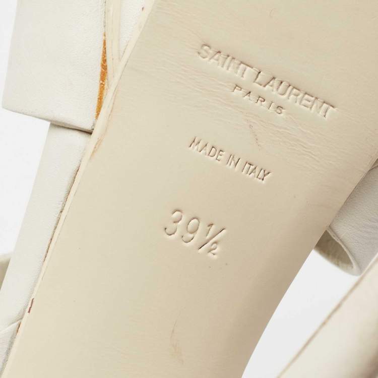 Pre Owned Yves Saint Laurent White Leather Tribute Platform Sandals Size 39.5