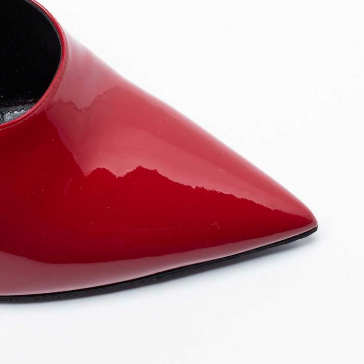 Pre Owned Yves Saint Laurent Red Patent Vamp Pumps Size 41