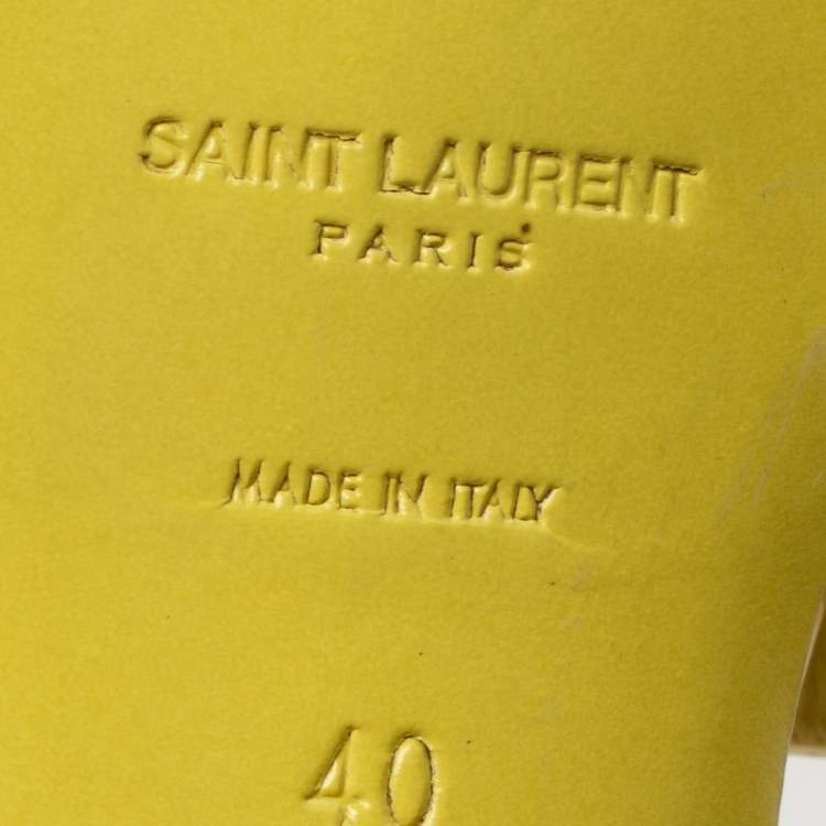 Pre Owned Yves Saint Laurent Yellow Patent Leather Tribute Platform Sandals Size 40