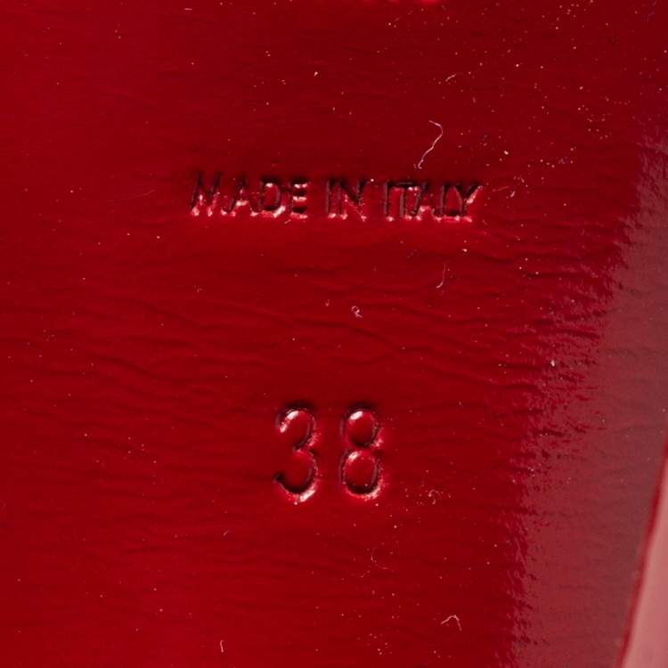 Pre Owned Yves Saint Laurent Red Patent Leather Tribute Sandals Size 38