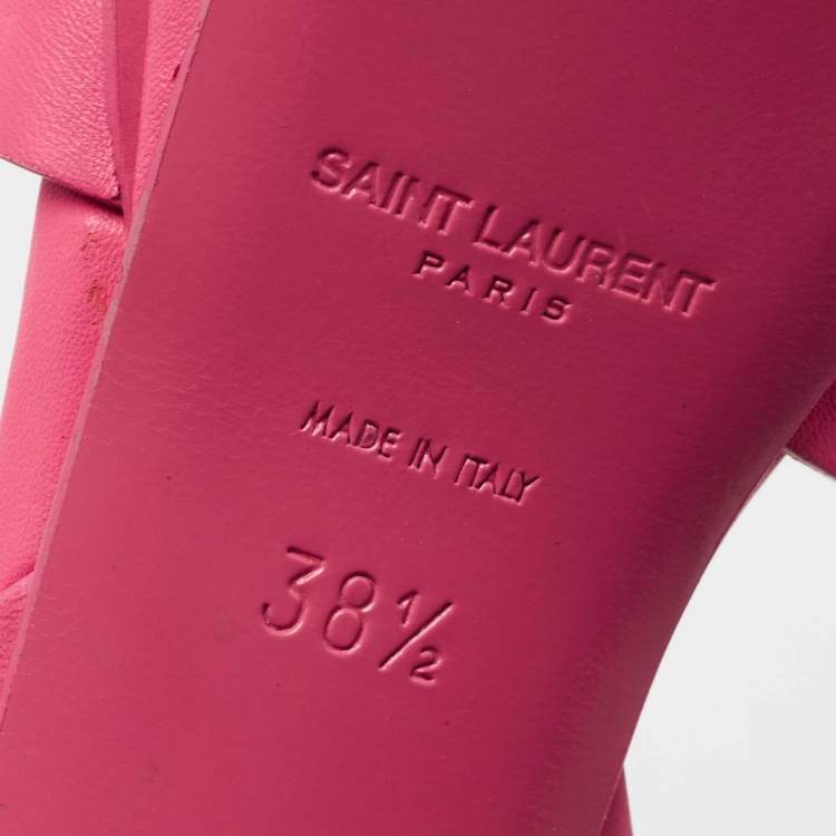 Pre Owned Yves Saint Laurent Pink leather Tribute Sandals Size 38.5