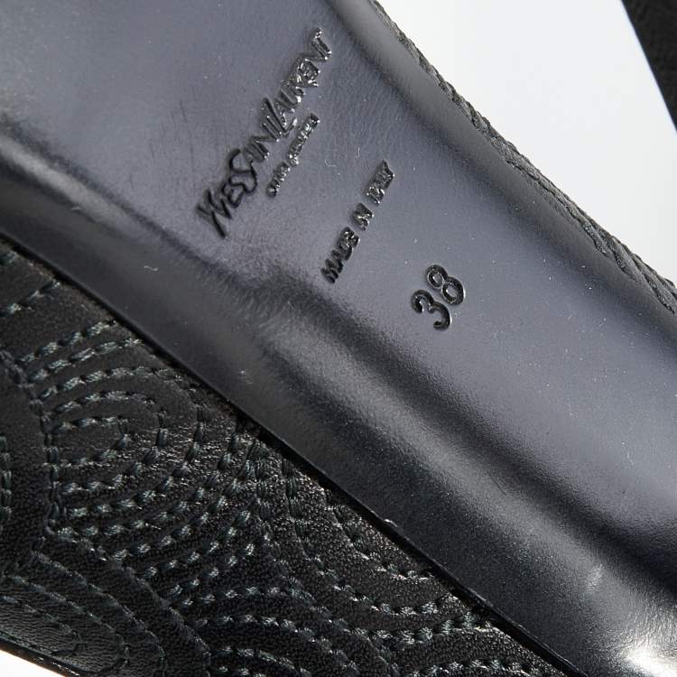 Pre Owned Yves Saint Laurent Black Leather Tribtoo Platform Pumps Size 38