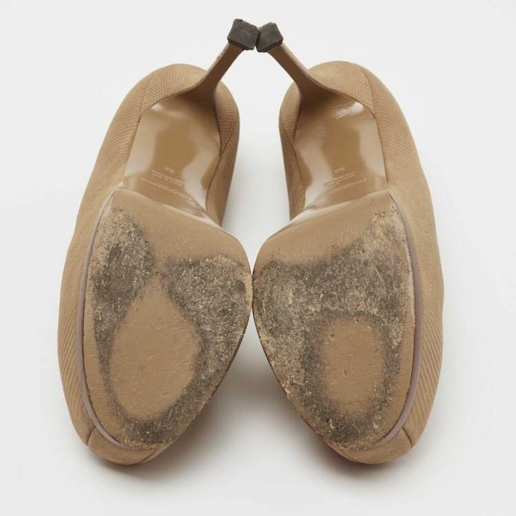 Pre Owned Yves Saint Laurent Brown Nubuck Leather Tribtoo  Pumps Size 36