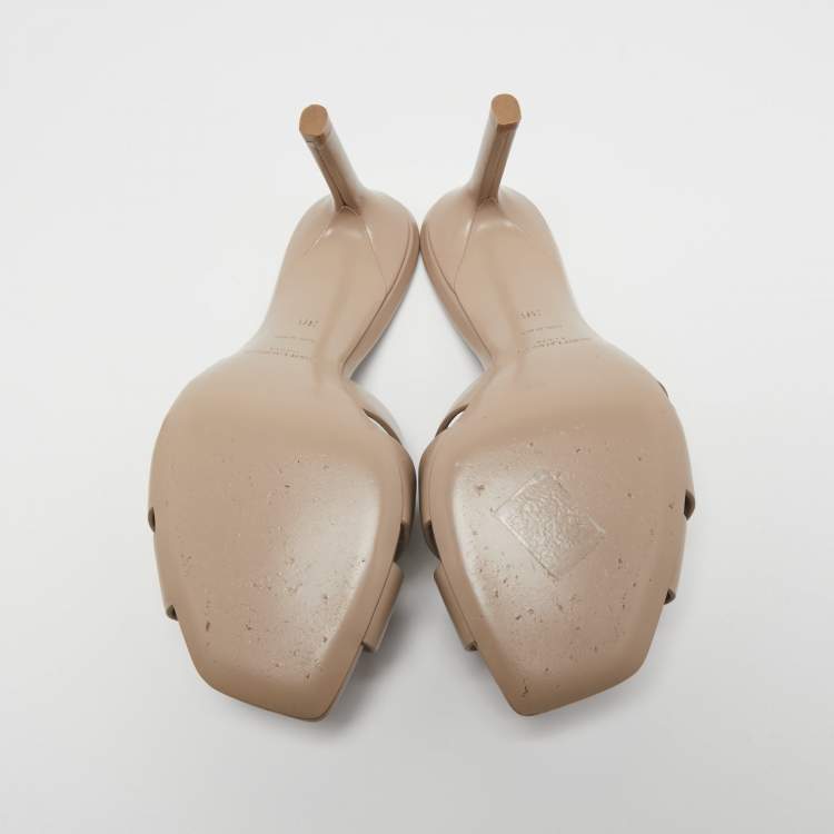 Pre Owned Yves Saint Laurent Beige Leather Tribute Sandals Size 36