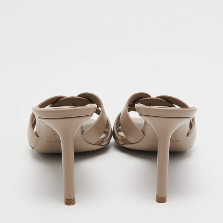 Pre Owned Yves Saint Laurent Beige Leather Tribute Sandals Size 36