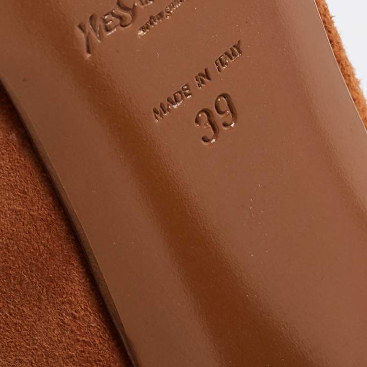 Pre Owned Yves Saint Laurent Brown Suede Tribtoo Platform Pumps Size 39