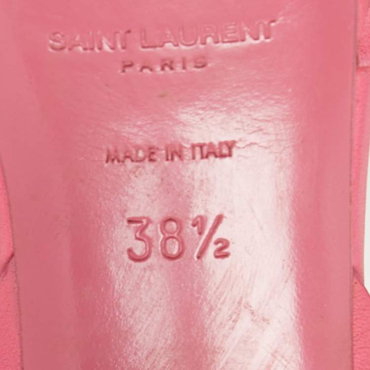 Pre Owned Yves Saint Laurent Pink Leather Platform Tribute Sandals Size 38.5