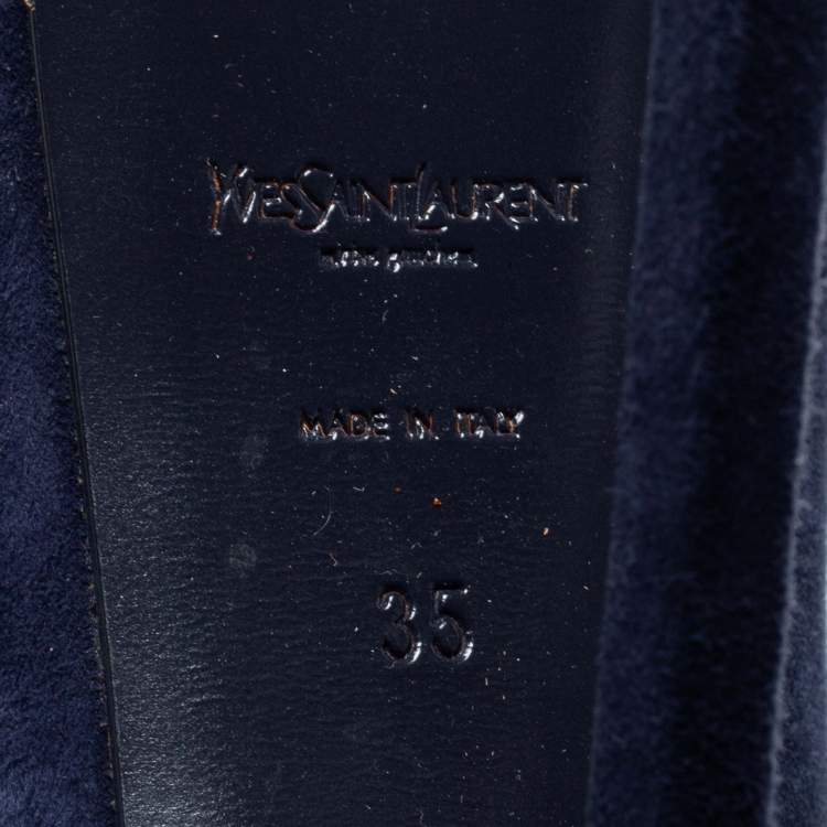 Pre Owned Yves Saint Laurent Navy Blue Suede Tribtoo Pumps Size 35