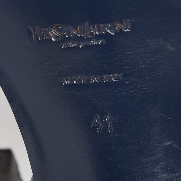 Pre Owned Yves Saint Laurent Blue Leather Tribute Sandals Size 41