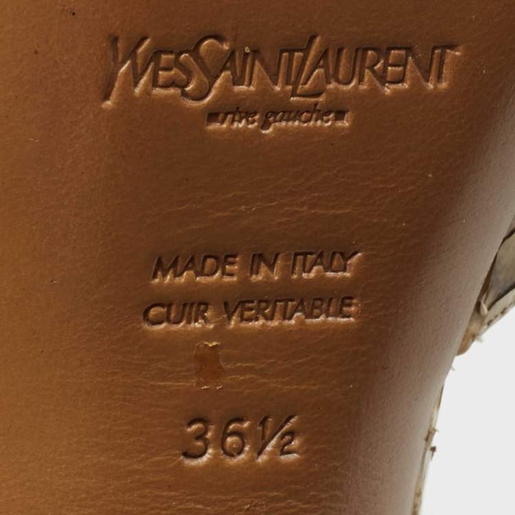 Pre Owned Yves Saint Laurent Two Tone Python Leather Sandals Size 36.5