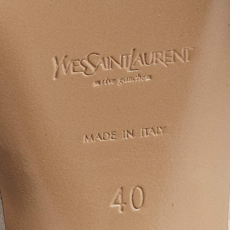 Pre Owned Yves Saint Laurent Off White Suede and Fabric Ankle Strap Platform Sandals Size 40