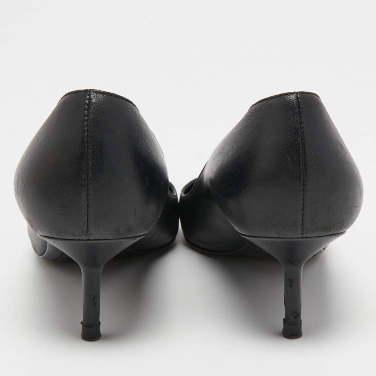 Pre Owned Yves Saint Laurent Black Leather Anja Pumps Size 37