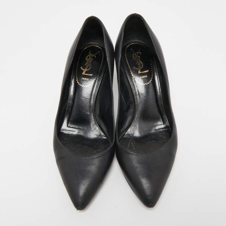 Pre Owned Yves Saint Laurent Black Leather Anja Pumps Size 37