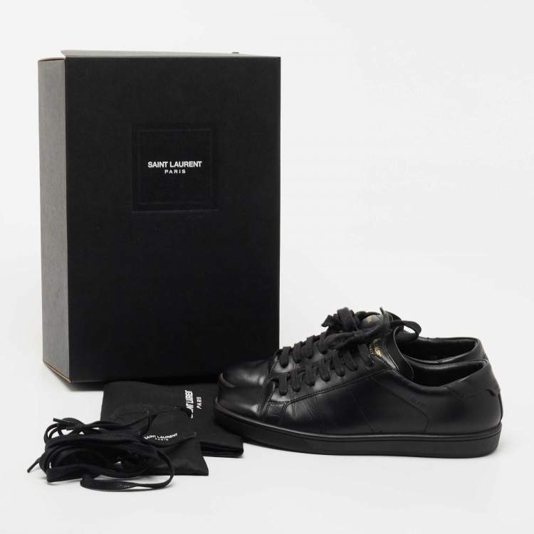 Pre Owned Yves Saint Laurent Black Leather Low Top Sneakers Size 37