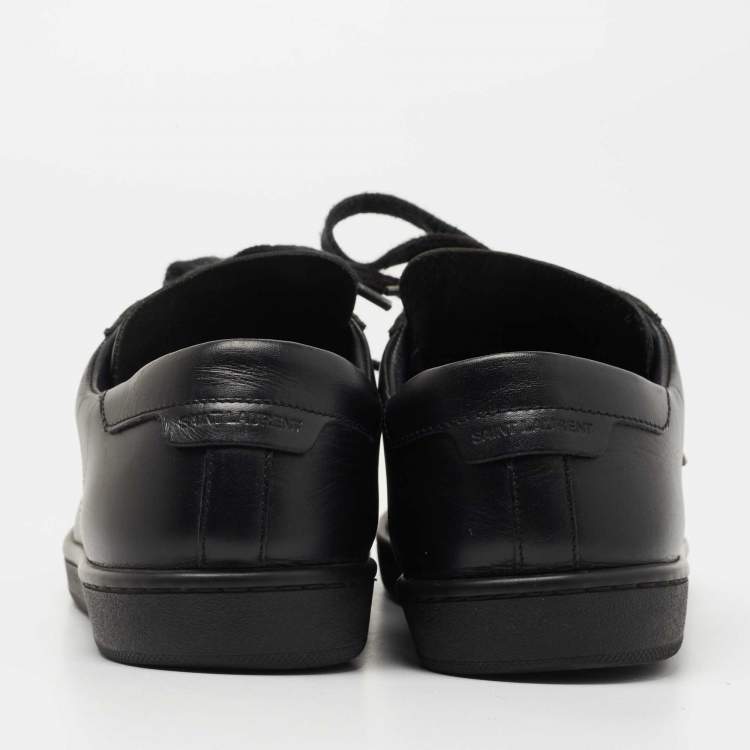Pre Owned Yves Saint Laurent Black Leather Low Top Sneakers Size 37