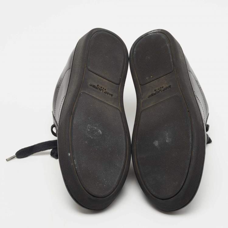 Pre Owned Yves Saint Laurent Black Leather Low Top Sneakers Size 37