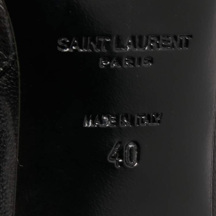 Pre Owned Yves Saint Laurent Black Leather Ankle Boots Size 40