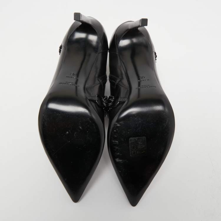 Pre Owned Yves Saint Laurent Black Leather Ankle Boots Size 40