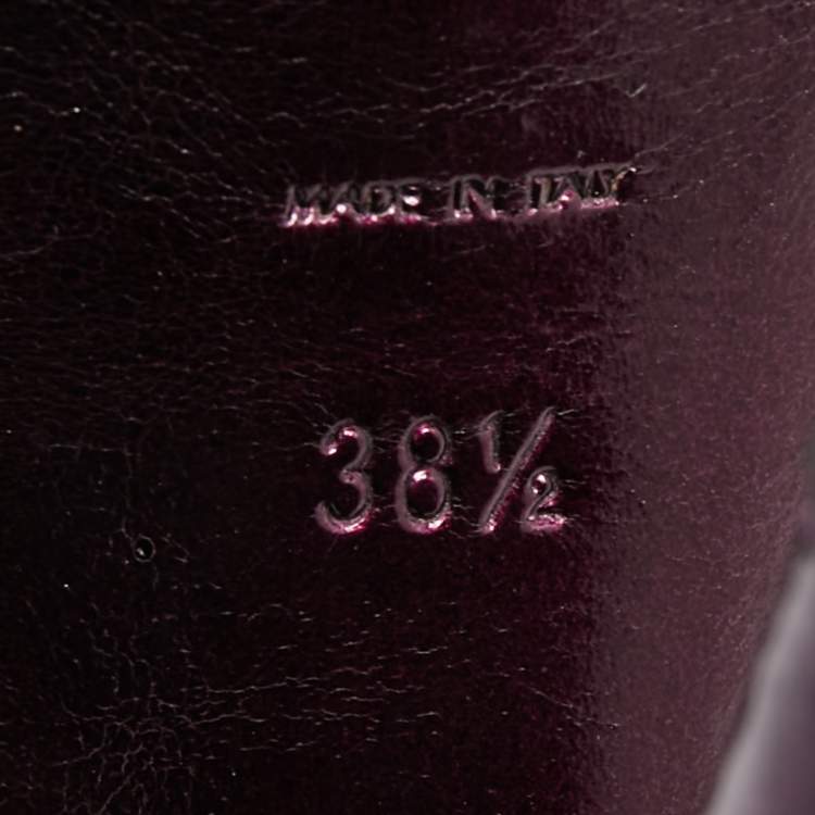 مملوكة مسبقًا Yves Saint Laurent Metallic Purple Leather Tribute Sandals Size 38.5