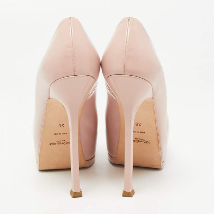 Pre Owned Yves Saint Laurent Pink Leather Tribtoo Pumps Size 38