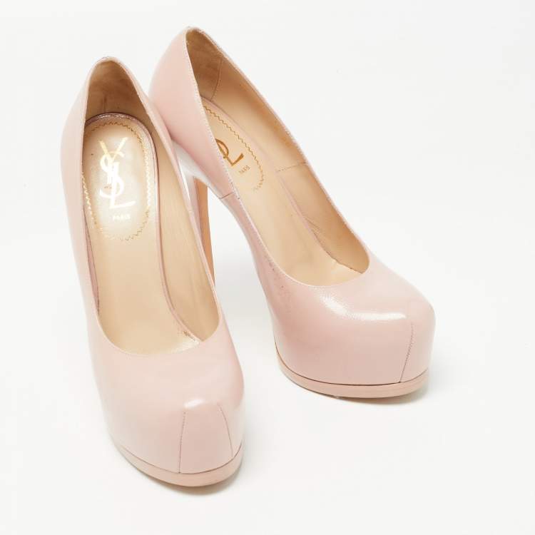 Pre Owned Yves Saint Laurent Pink Leather Tribtoo Pumps Size 38