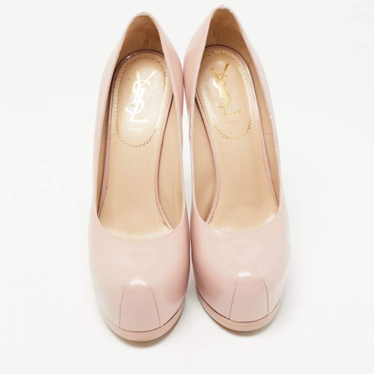 Pre Owned Yves Saint Laurent Pink Leather Tribtoo Pumps Size 38