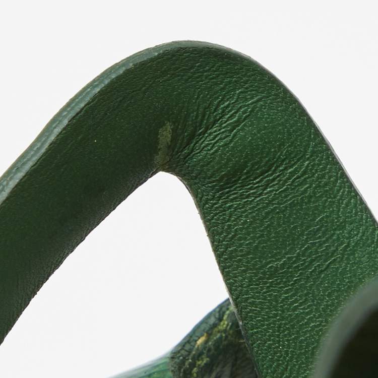 Pre Owned Yves Saint Laurent Green Patent leather Tribute Sandals Size 38