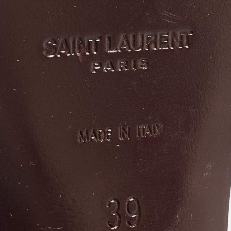 مملوكة مسبقًا Yves Saint Laurent Burgundy Croc Embossed Leather Tribute Sandals Size 39