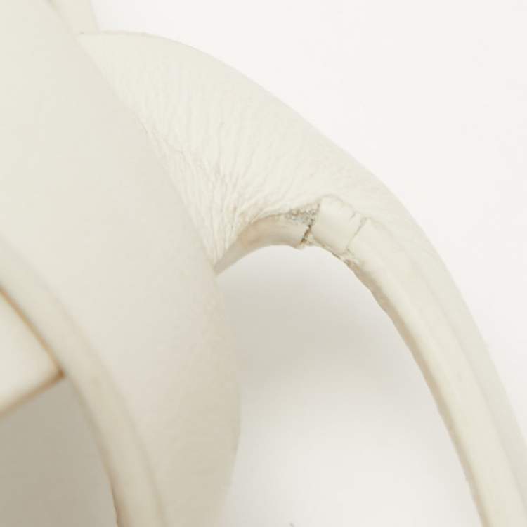 Pre Owned Yves Saint Laurent White Leather Tribute Sandals Size 41