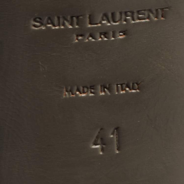 Pre Owned Yves Saint Laurent Grey Croc Embossed Leather Tribute Sandals Size 41