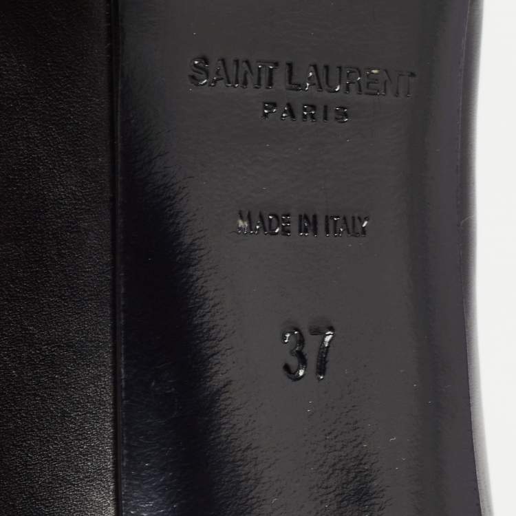 Pre Owned Yves Saint Laurent Black Leather and Patent Tribtoo Pumps Size 37