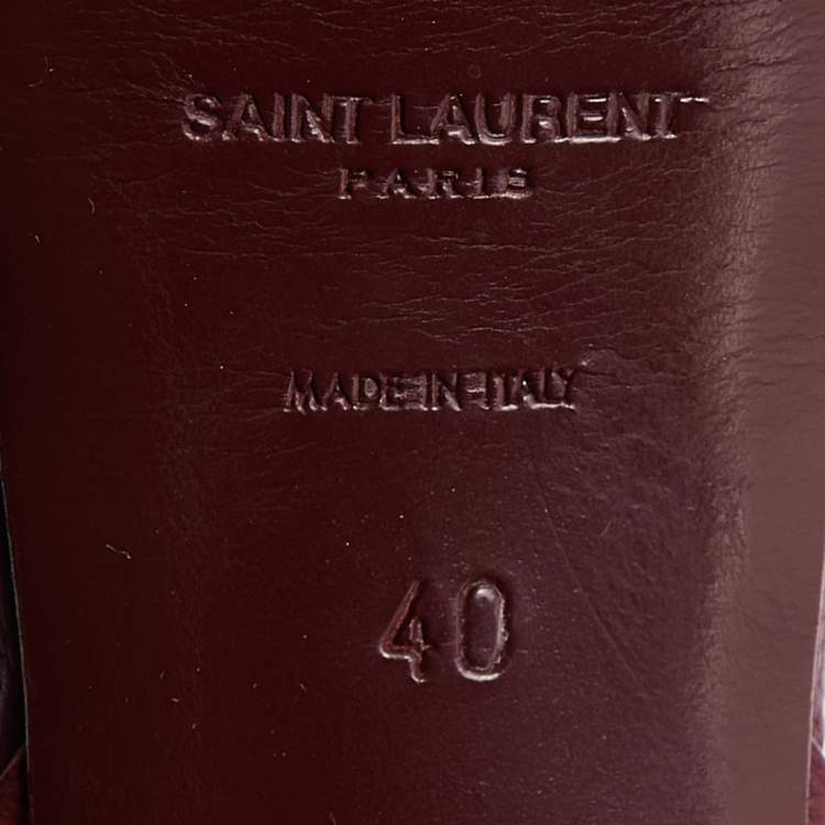 Pre Owned Yves Saint Laurent Burgundy Leather Tribute Sandals Size 40