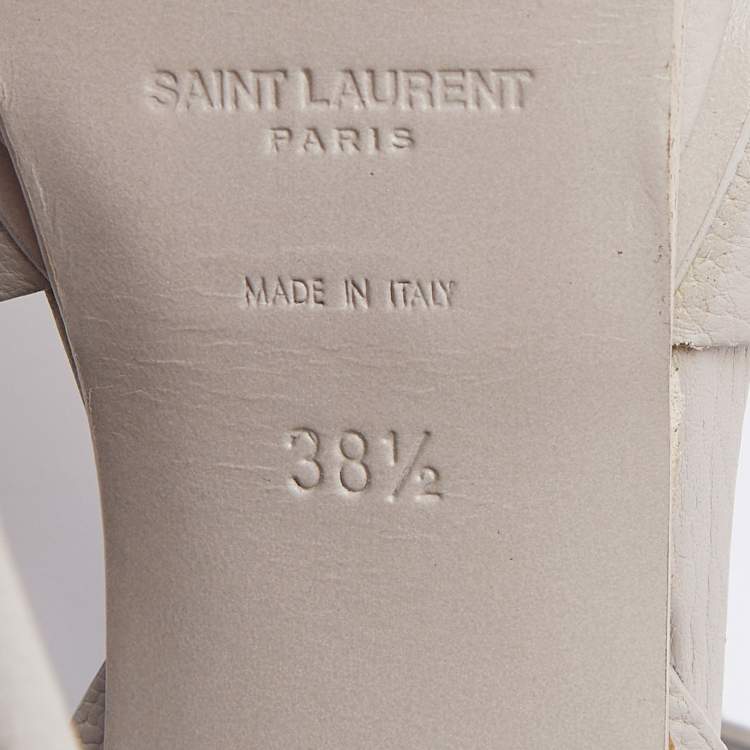 Pre Owned Yves Saint Laurent Grey Leather Tribute Sandals Size 38.5