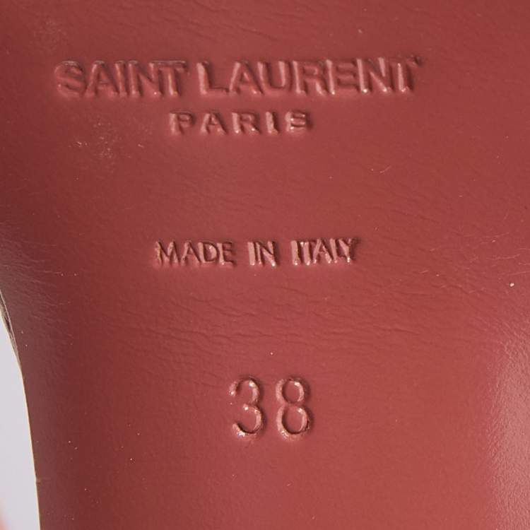 Pre Owned Yves Saint Laurent Old Rose Lizard Embossed Leather Tribute Sandals Size 38