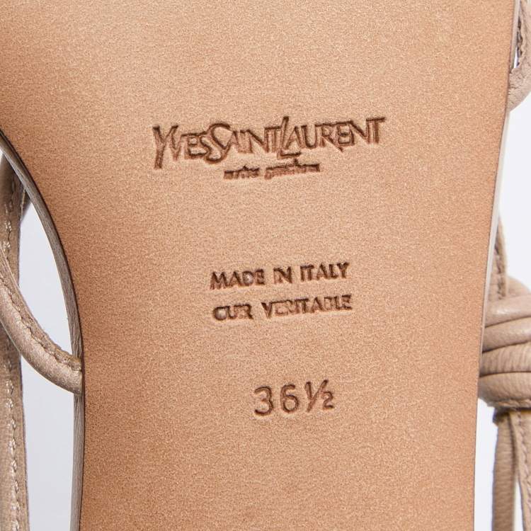 مملوكة مسبقًا Yves Saint Laurent Beige Leather Slingback Sandals Size 36.5