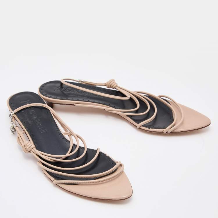مملوكة مسبقًا Yves Saint Laurent Beige Leather Slingback Sandals Size 36.5