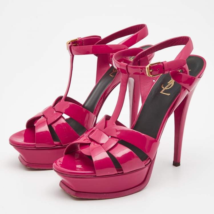 Yves Saint Laurent Pink Patent Tribute Sandals Size 38 Yves Saint