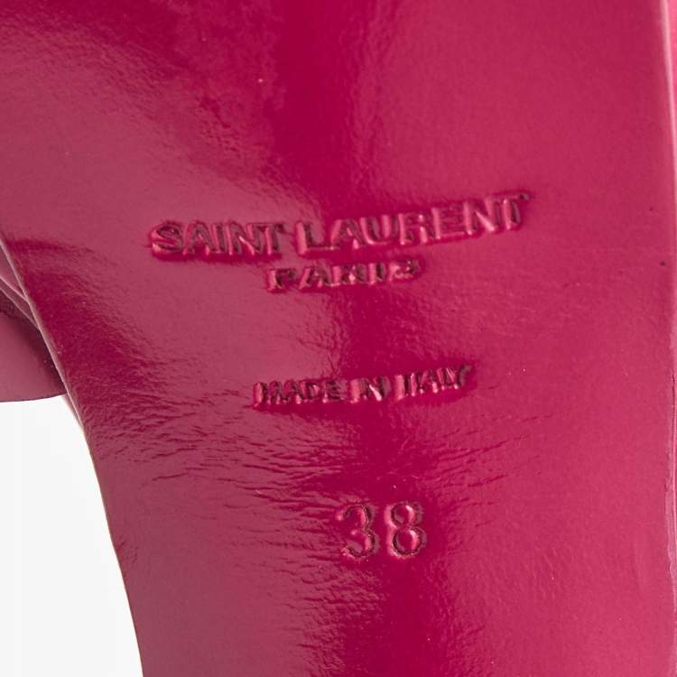 Pre Owned Yves Saint Laurent Pink Patent Tribute Sandals Size 38