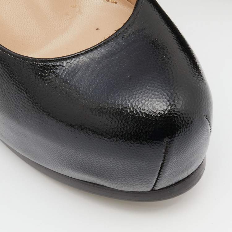 Pre Owned Yves Saint Laurent Black Leather Tribtoo Platform Pumps Size 38.5