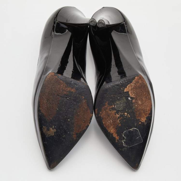 Pre Owned Yves Saint Laurent Black Patent Leather Pointed Toe Platform Pumps Size 37