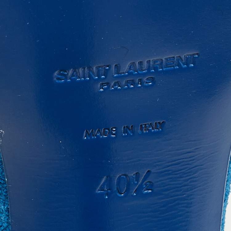 Pre Owned Yves Saint Laurent Blue Suede Tribute Ankle Strap Sandals Size 40.5