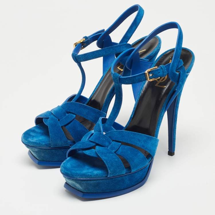 Blue Ankle Strap Block Heels – Street Style Stalk