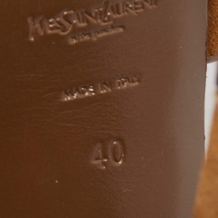 Pre Owned Yves Saint Laurent Brown Suede Tribute Platform Sandals Size 40