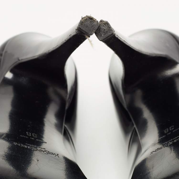 Pre Owned Yves Saint Laurent Black Patent Leather Platform Pumps Size 38