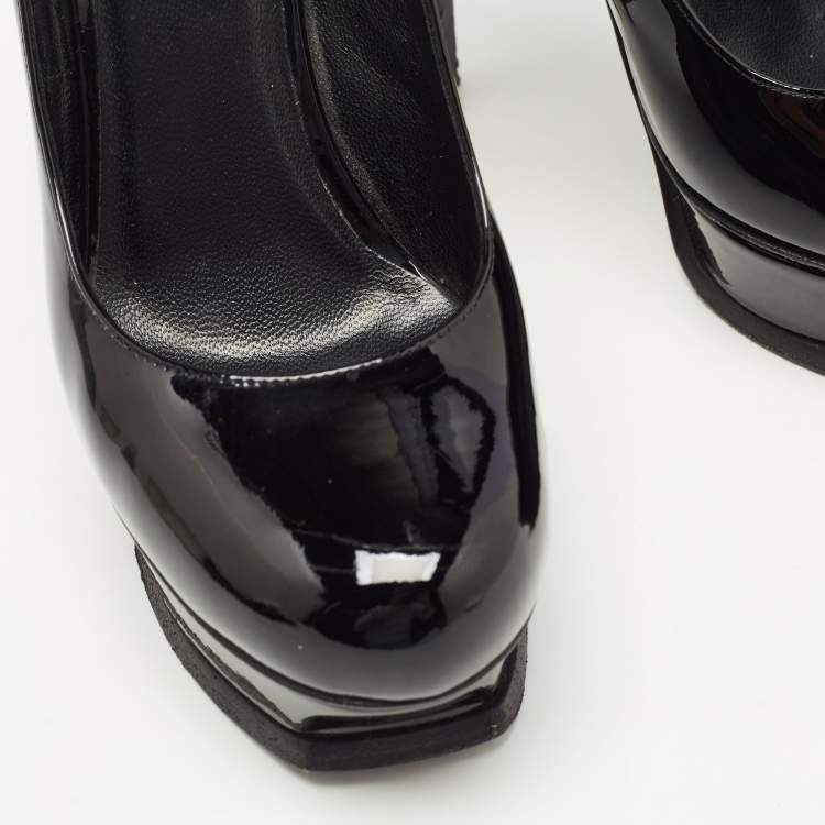 Pre Owned Yves Saint Laurent Black Patent Leather Platform Pumps Size 38
