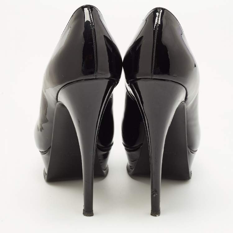 Pre Owned Yves Saint Laurent Black Patent Leather Platform Pumps Size 38