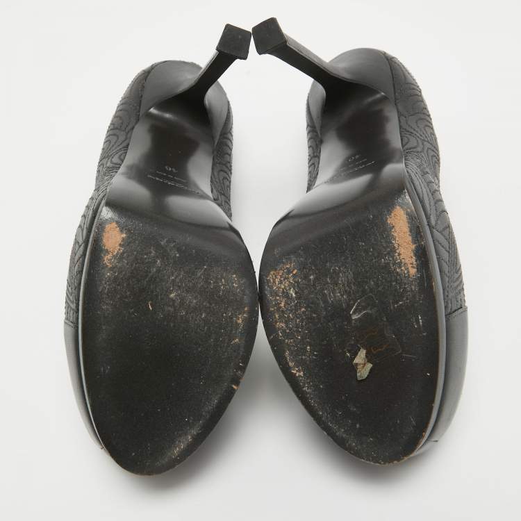 Pre Owned Yves Saint Laurent Green Leather Tribtoo Pumps Size 40