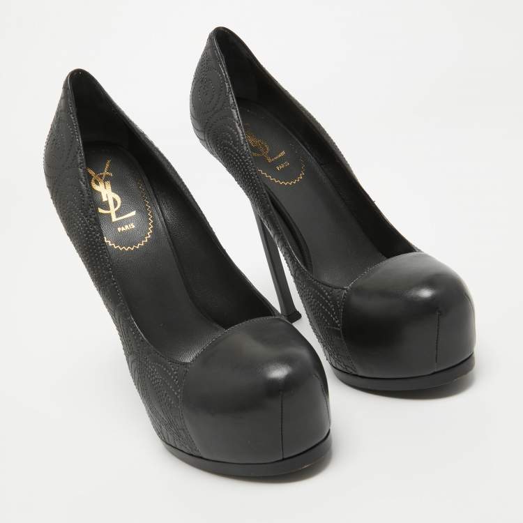 Pre Owned Yves Saint Laurent Green Leather Tribtoo Pumps Size 40