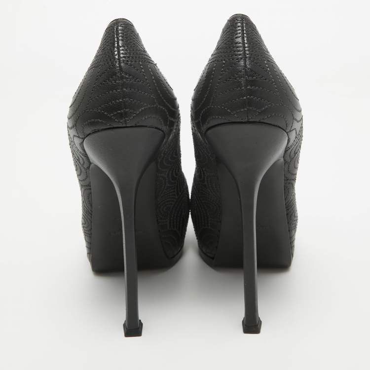 Pre Owned Yves Saint Laurent Green Leather Tribtoo Pumps Size 40